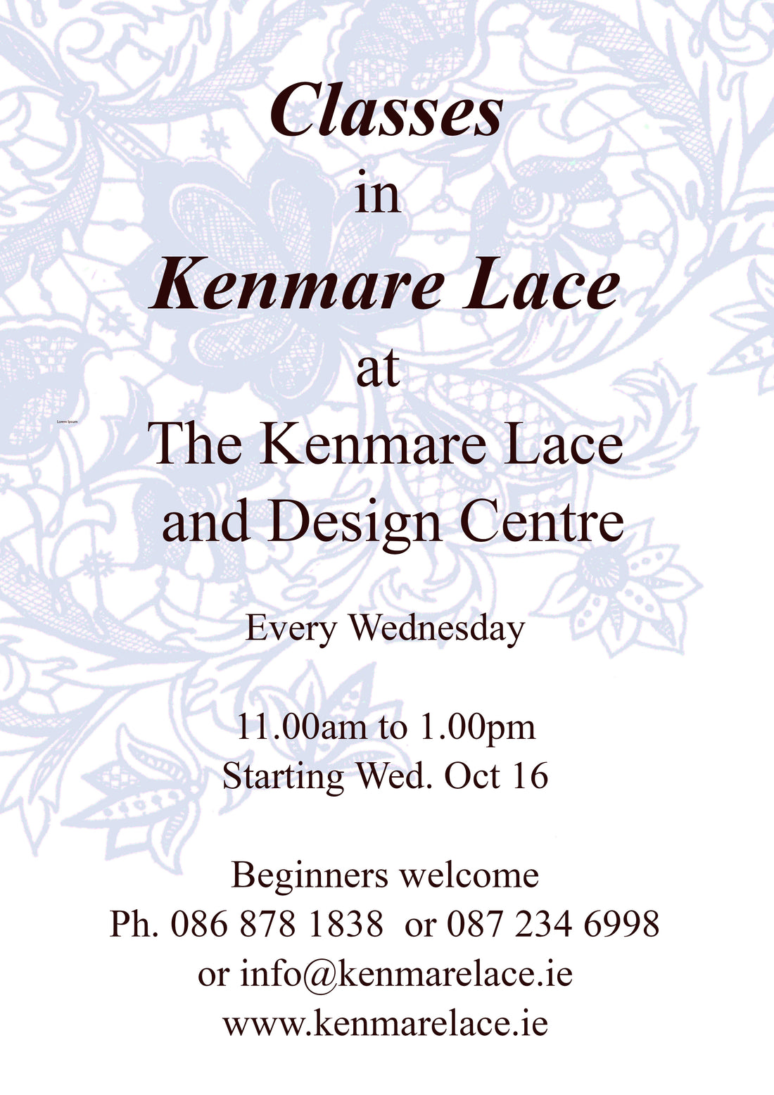 Classes in Kenmare Lace